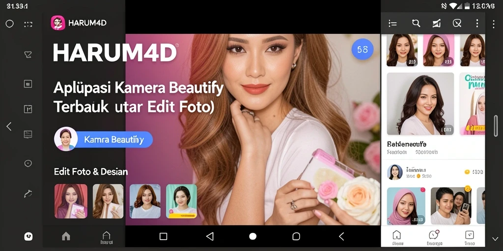 Tampilan antarmuka aplikasi HARUM4D untuk edit foto Kamera Beautify.
