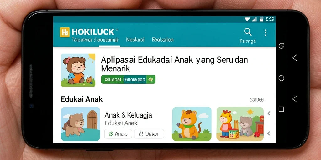 Antarmuka HOKILUCK yang menarik untuk anak-anak belajar.