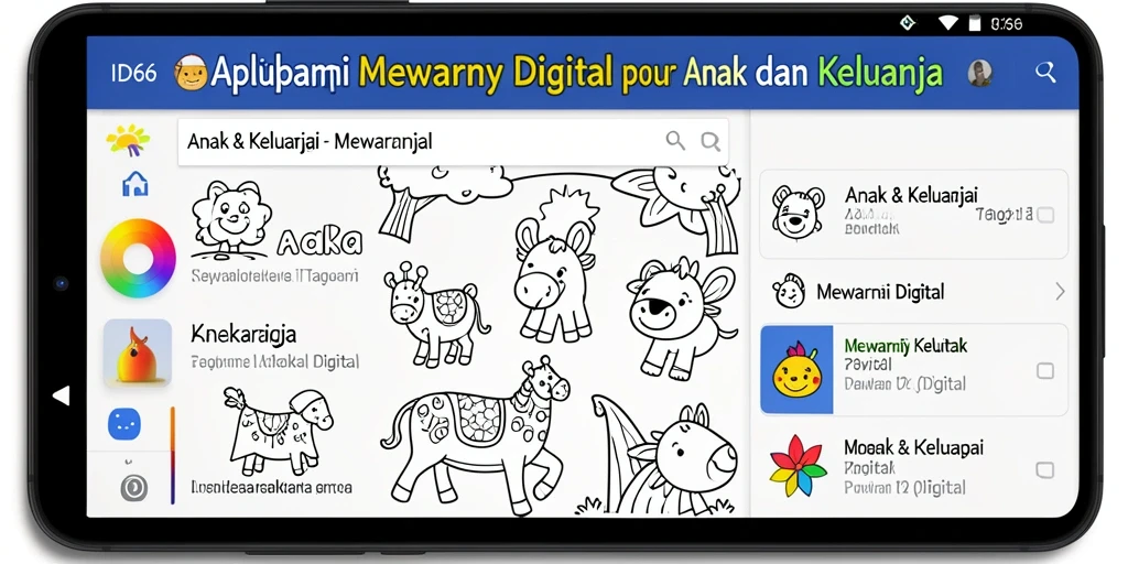 Antarmuka ID66 yang colorful dan interaktif untuk Mewarnai Digital.