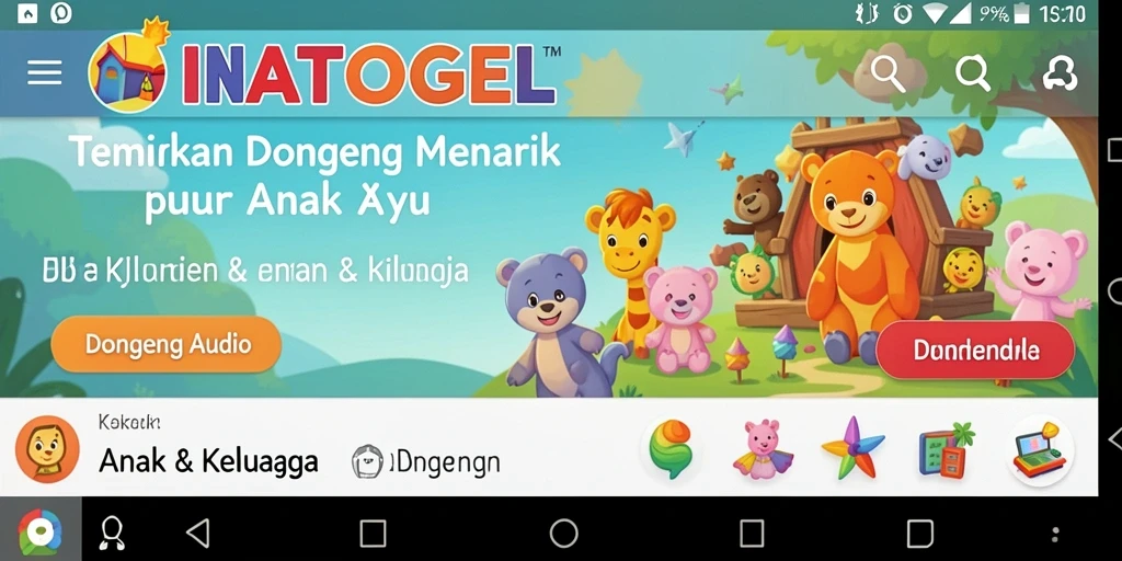 Antarmuka INATOGEL yang ramah anak dengan pilihan cerita menarik.