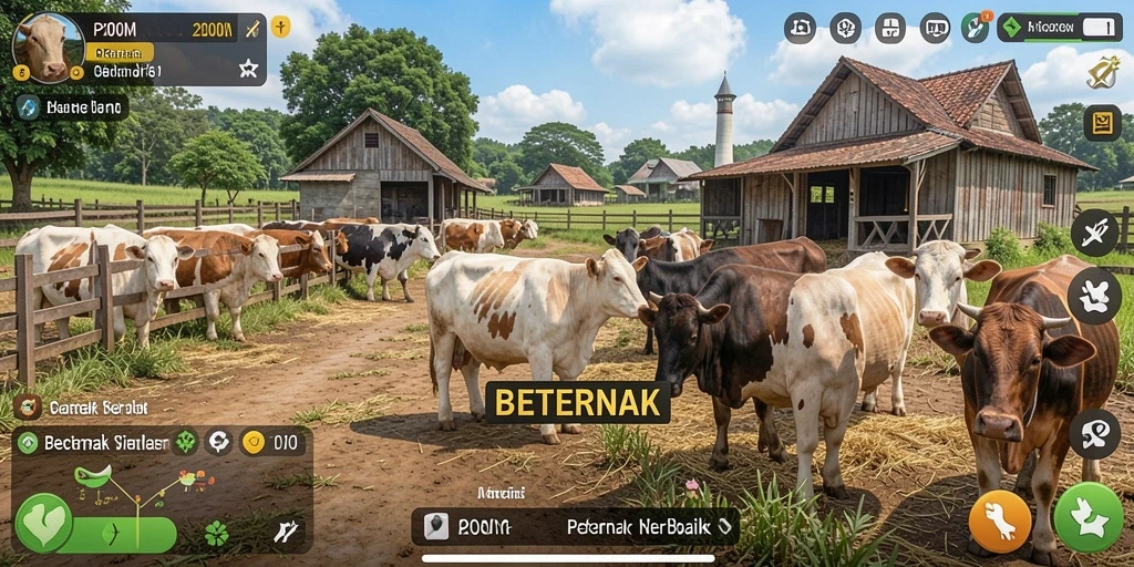 Tampilan antarmuka P200M yang menarik saat bermain Beternak.